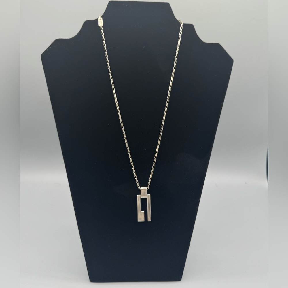 Gucci Vintage 925 Sterling Silver Modernist G Pendant Necklace 16.88 grams - Picture 3 of 10